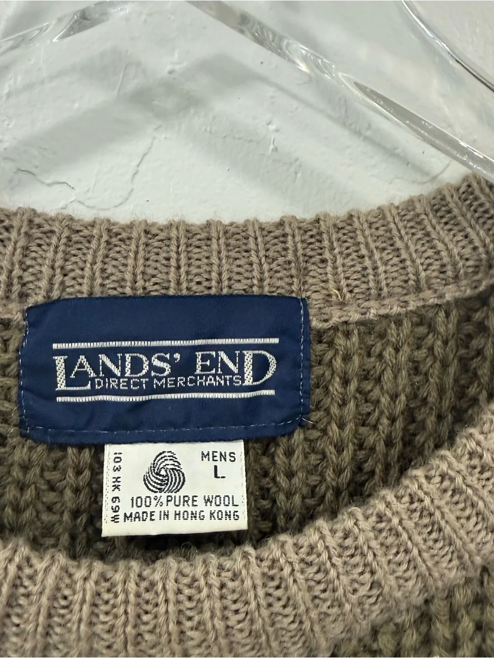 Eddie Bauer Vintage 100% Wool Knit Stripe Crew Neck Sweater Size L